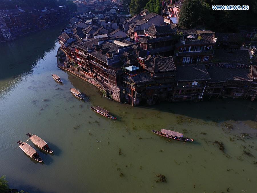 Aerial view of Fenghuang old town in Hunan