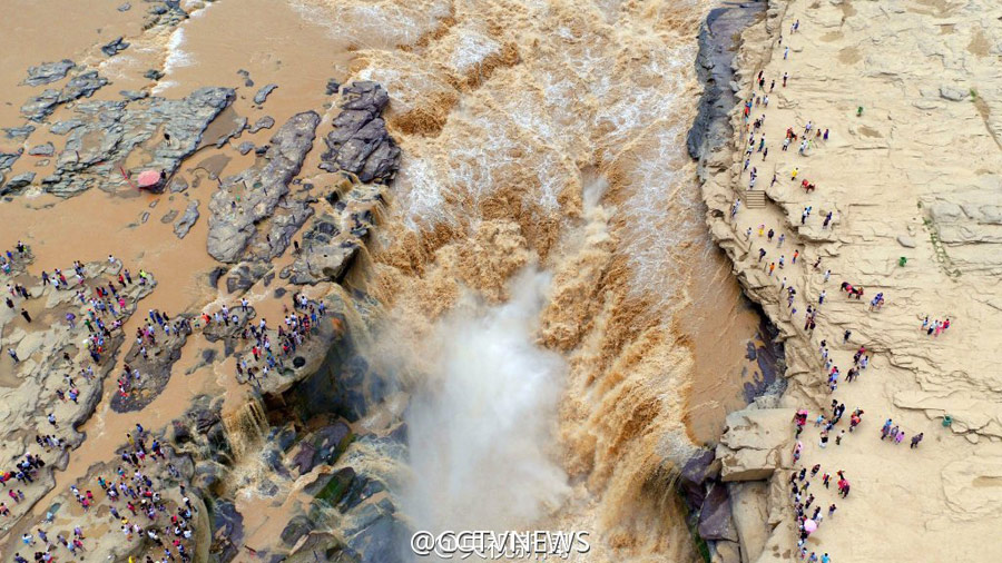 Magnificent view of Hukou Waterfall