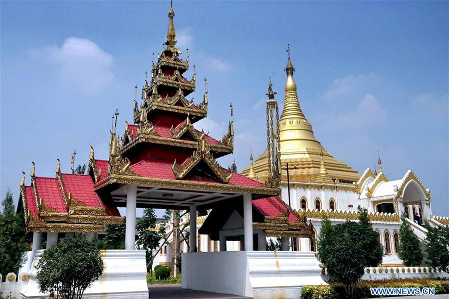 People visit Myanmar style shrine in C China's Henan