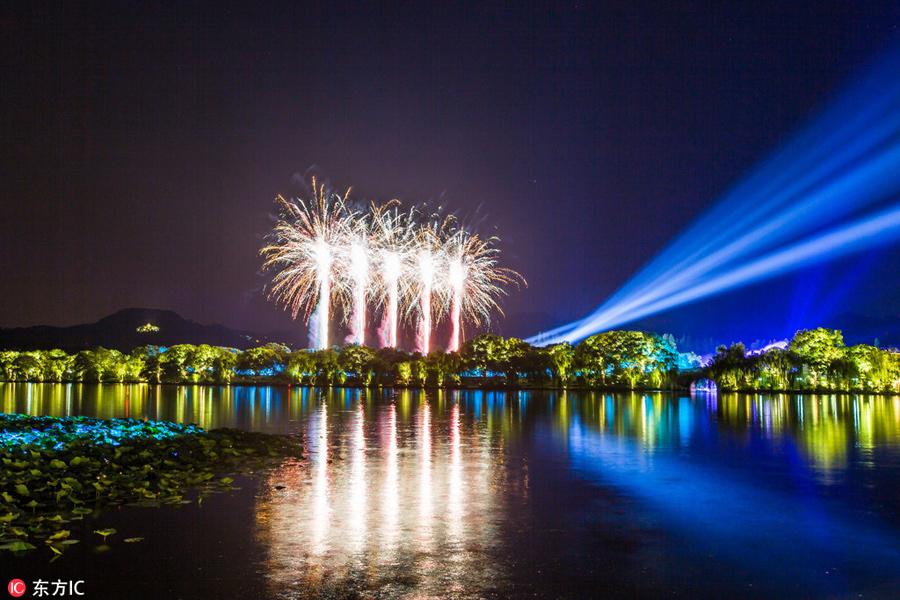 Fireworks show held ahead of G20 summit in Hangzhou