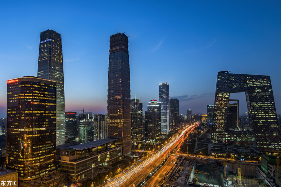 Amazing night view of CBD in Beijing