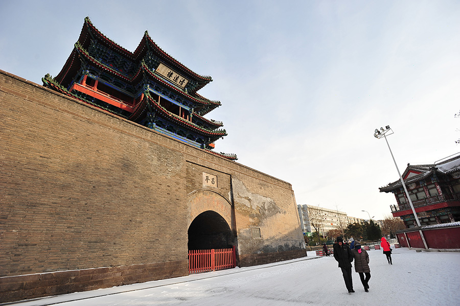 Snow scenery in Xuanhua ancient city, Hebei province