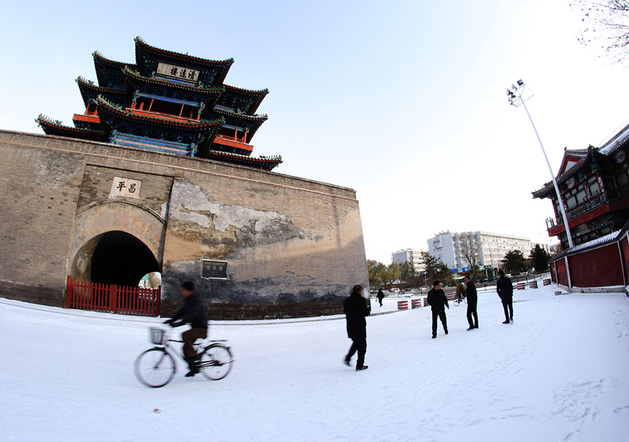 Snow scenery in Xuanhua ancient city, Hebei province