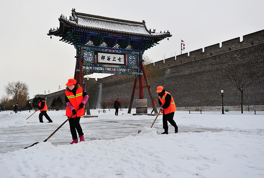 Snow scenery in Xuanhua ancient city, Hebei province
