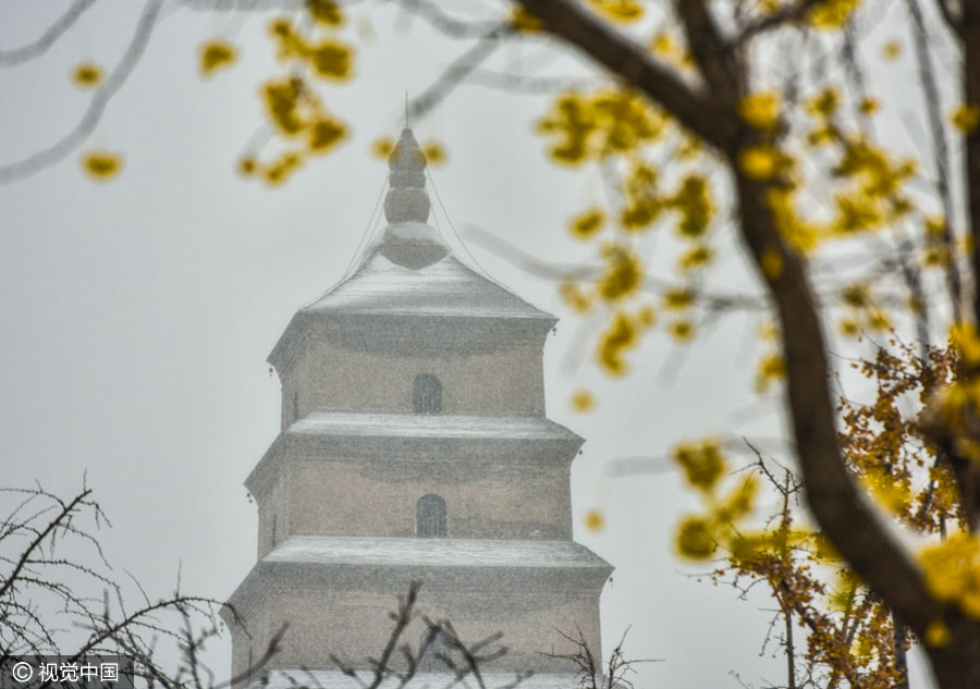 First snowfall blankets Xi'an