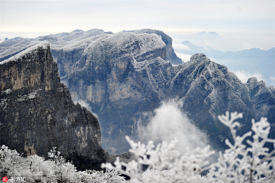 Frosty Tianmen Mountain a winter fairy tale