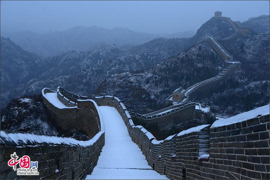 Magnificent Great Wall covered with snow