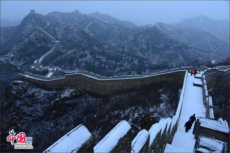 Magnificent Great Wall covered with snow