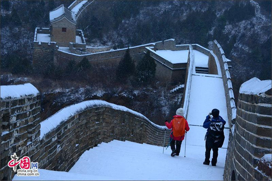 Magnificent Great Wall covered with snow