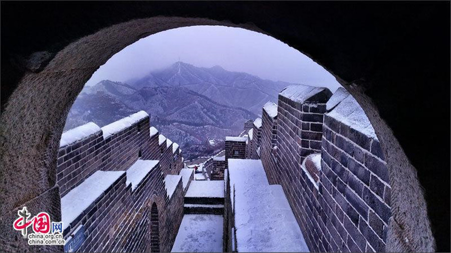 Magnificent Great Wall covered with snow