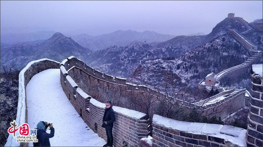 Magnificent Great Wall covered with snow