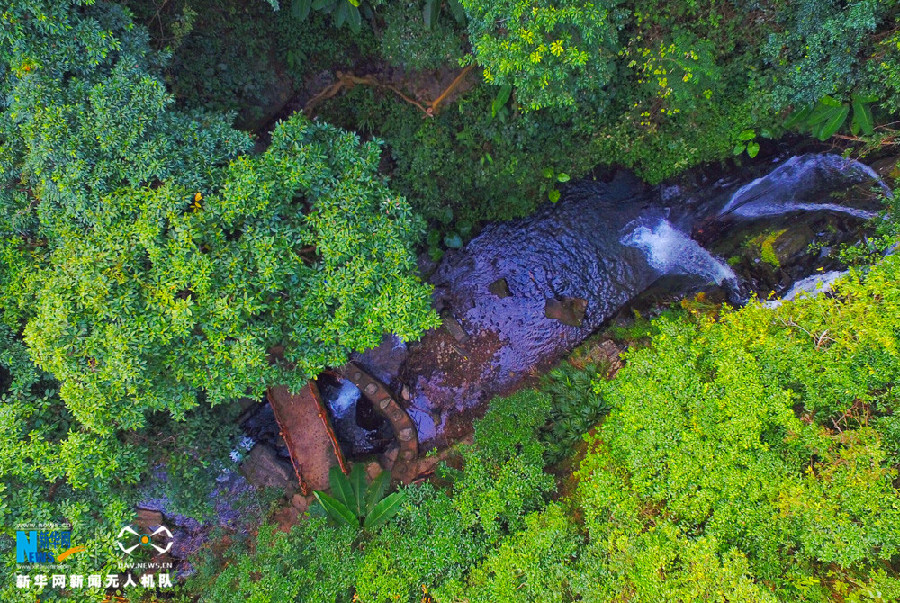 Aerial photos of Daxushan Waterfalls in China's Guangdong