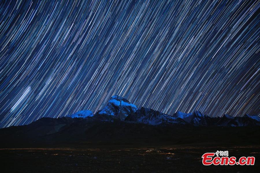 Spectacular starry night in Shigatse, Tibet