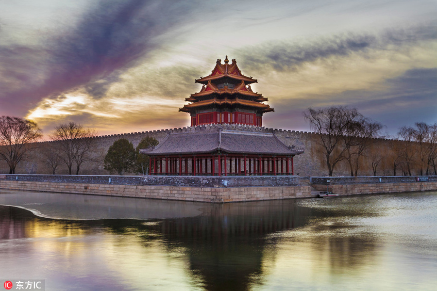 Winter light colors the Forbidden City