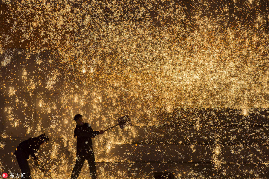 Villagers make sparks in creative celebration of the New Year