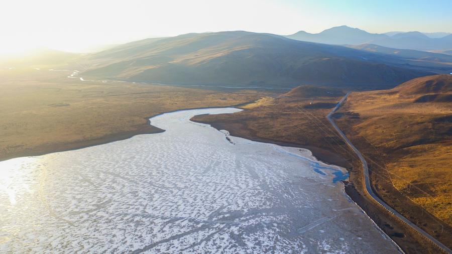 Aerial photos of wetlands in Northwest China's Gansu