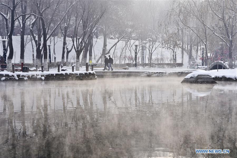 Snow scenery seen in Urumqi, China's Xinjiang