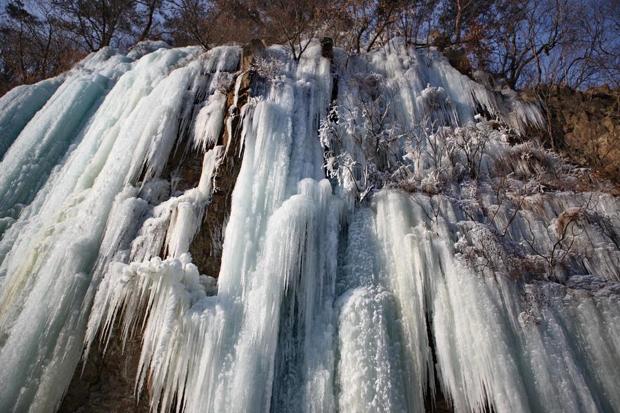 Icefall scenery at Guanmen mountain scenic spot in NE China