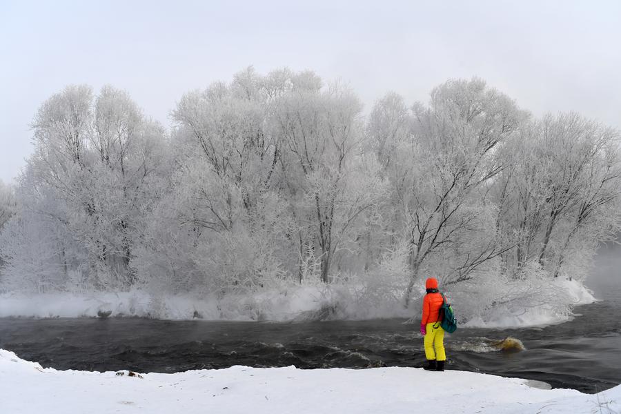 Amazing rime scenery seen at Kurbin River in NE China