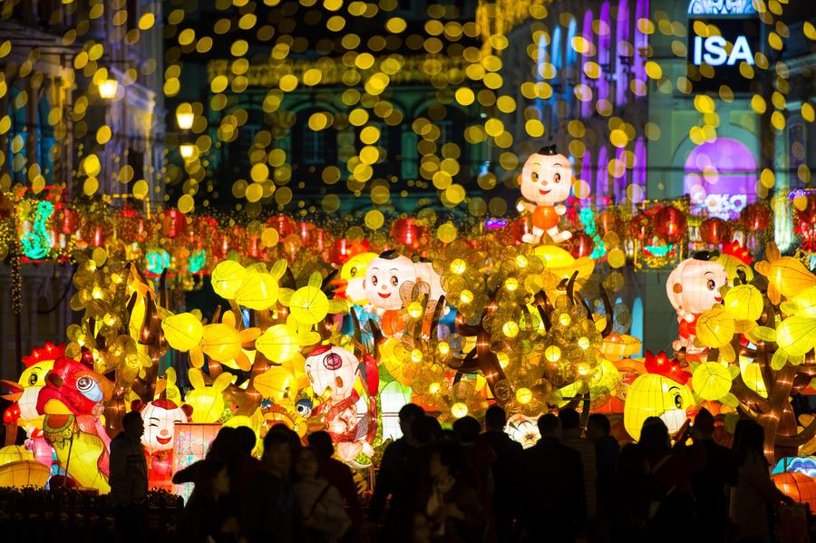 Scenery of lights decoration for Spring Festival in Macao