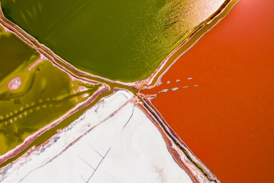 Colorful salt fields in Shanxi