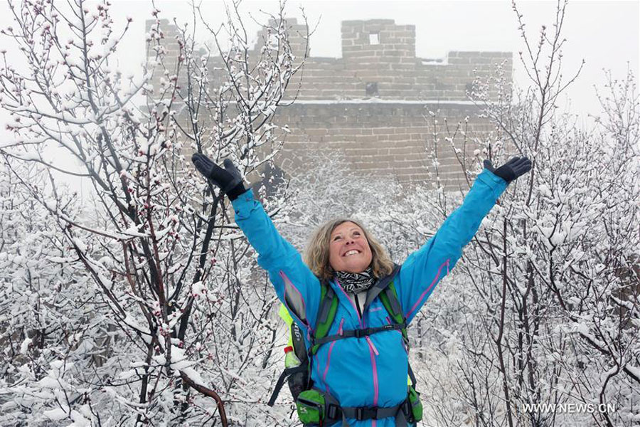 Snow scenery in suburban district of Huairou in Beijing