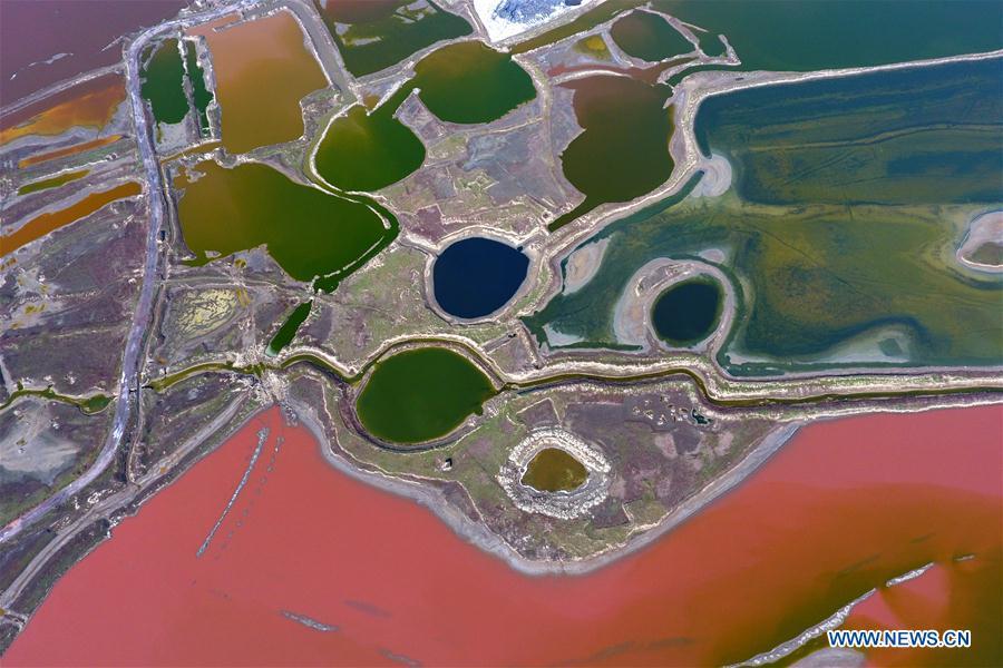 Colorful salt lake in Yuncheng, Shanxi