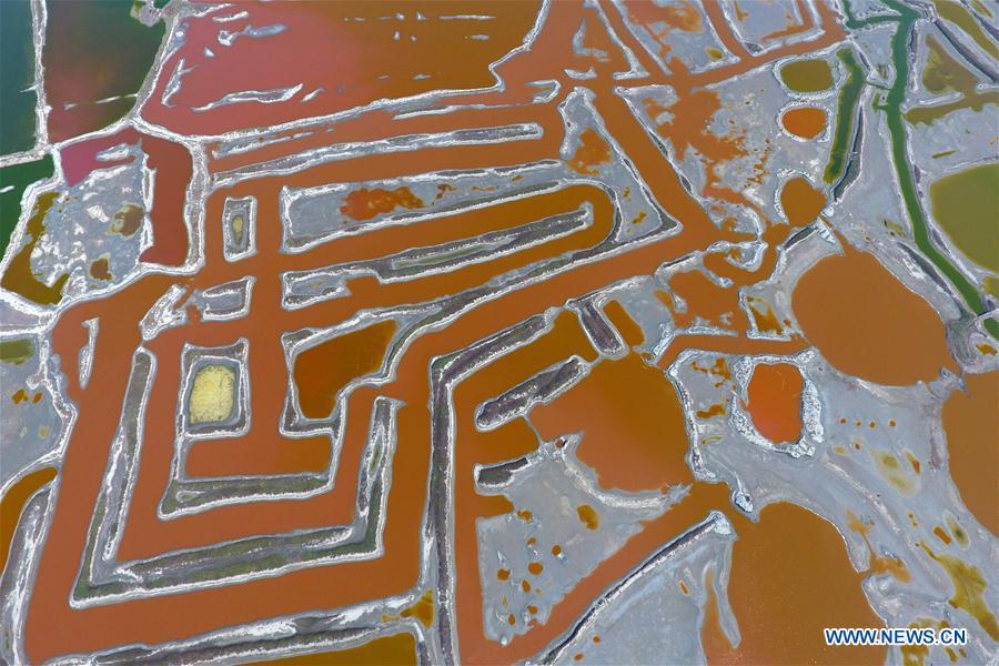 Colorful salt lake in Yuncheng, Shanxi