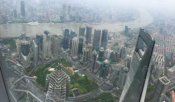 Shanghai Tower offers airy city views