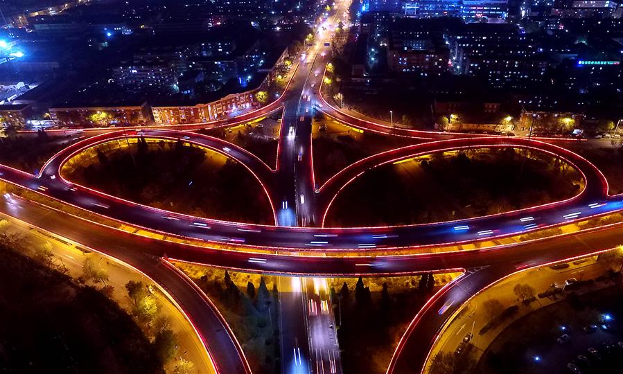 Aerial views of overpasses in N China's Tianjin