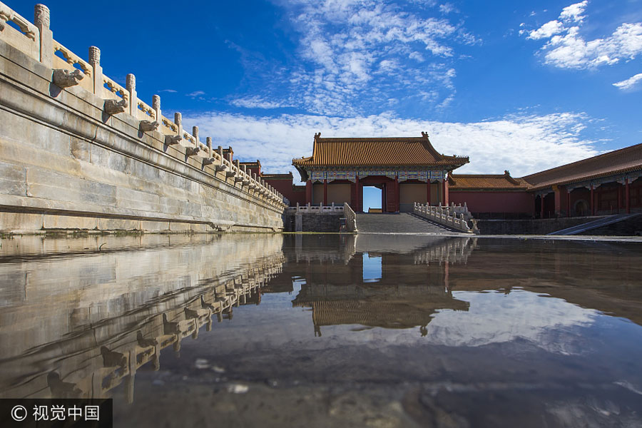 Blue sky brightens the Forbidden City