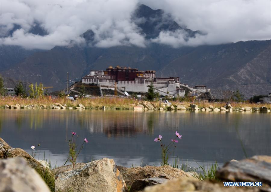 Scenery of Nanshan Park nearby Potala Palace in Lhasa