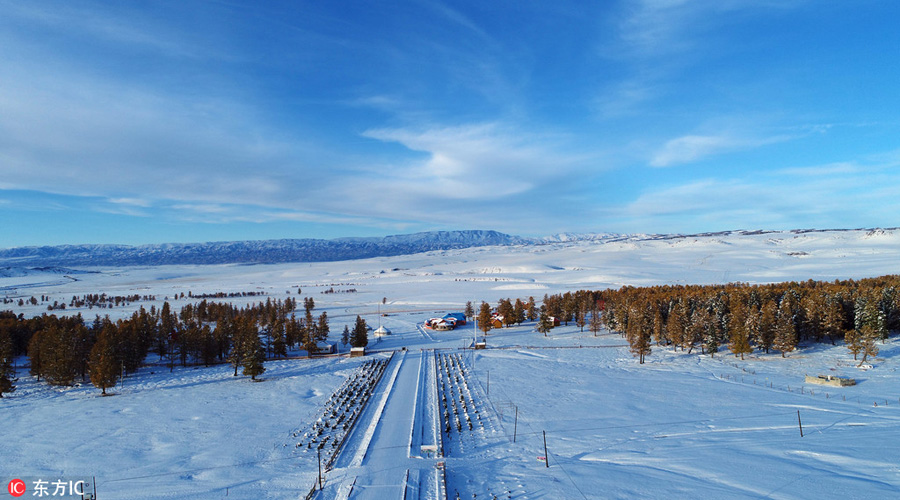 Beautiful snow scenery seen in Balikun county, China's Xinjiang