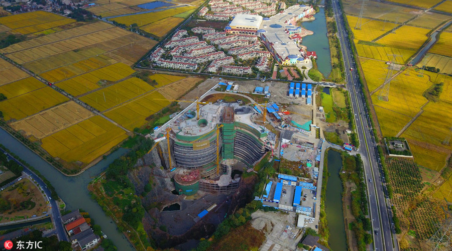 Aerial view of Shanghai Tianmashan Pit Hotel