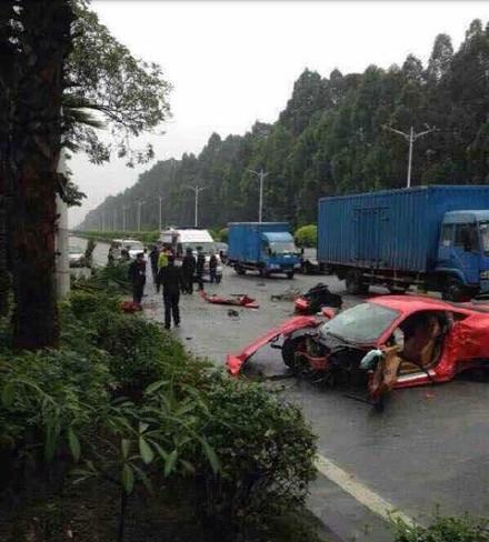 Ferrari smashed to pieces