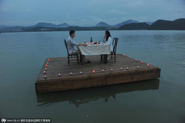 Enjoy a meal at a floating restaurant