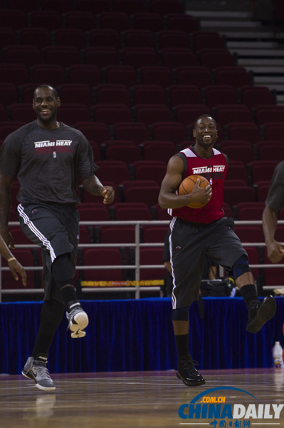 NBA中国赛：热火队赛前训练亮相万事达中心