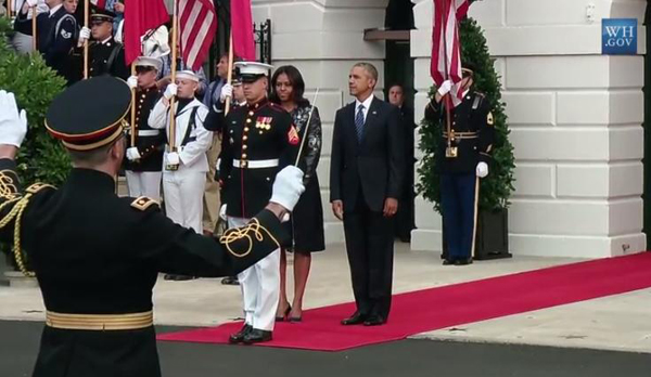 President Obama greets President Xi with <EM>nihao</EM> on state visit