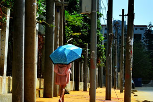 Telegraph poles take over sidewalk