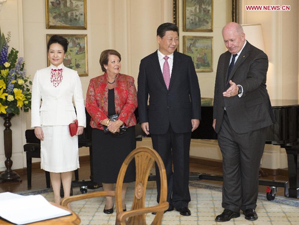 Xi attends welcoming ceremony by Australian Governor-General Cosgrove