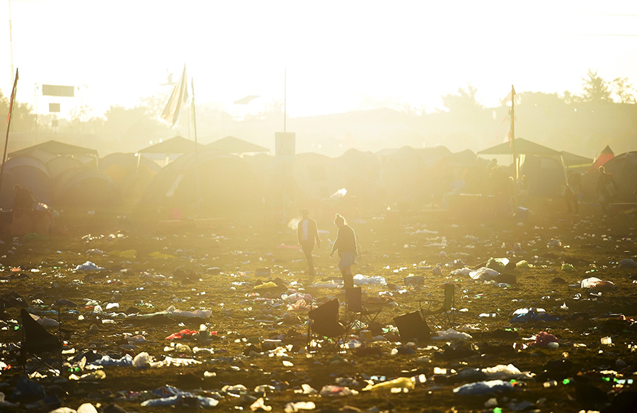 Not so glamorous: Glastonbury ends with sea of rubbish