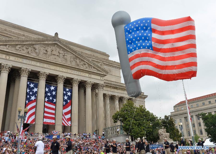 People take part in Independence Day parade in Washington