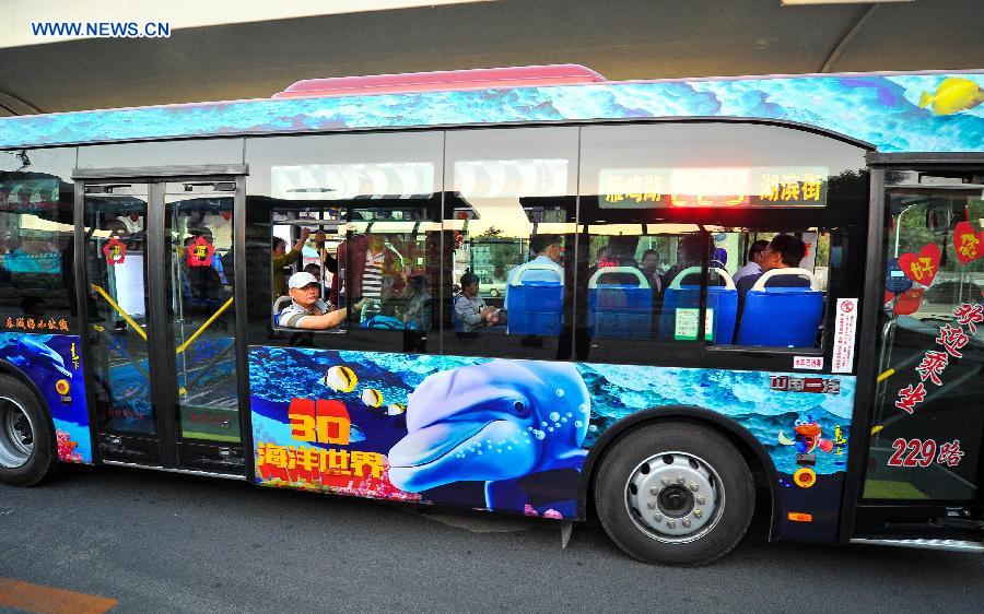 Bus decorated with 3D painting goes into service