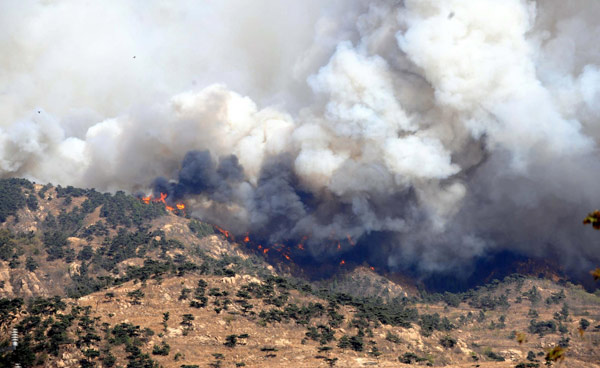 Mountain fire breaks out in E China