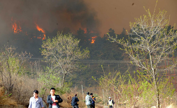 Mountain fire breaks out in E China