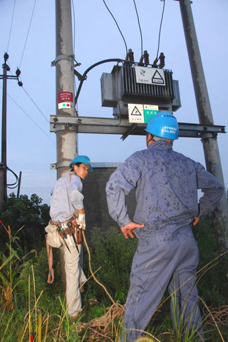 Pylons blown over by strong wind in E China