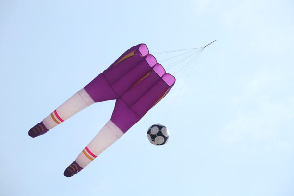 Soccer player in the sky above NE China