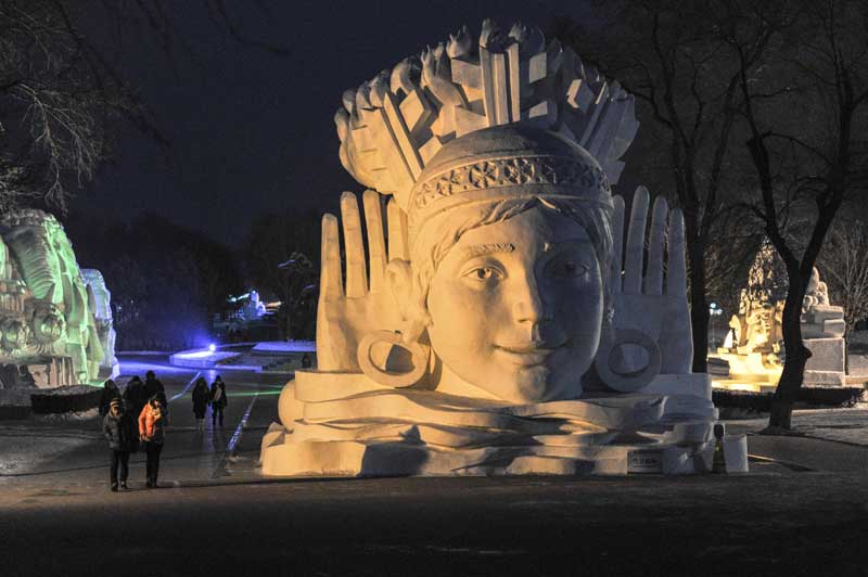 Snow sculptures showcased in NE China art show