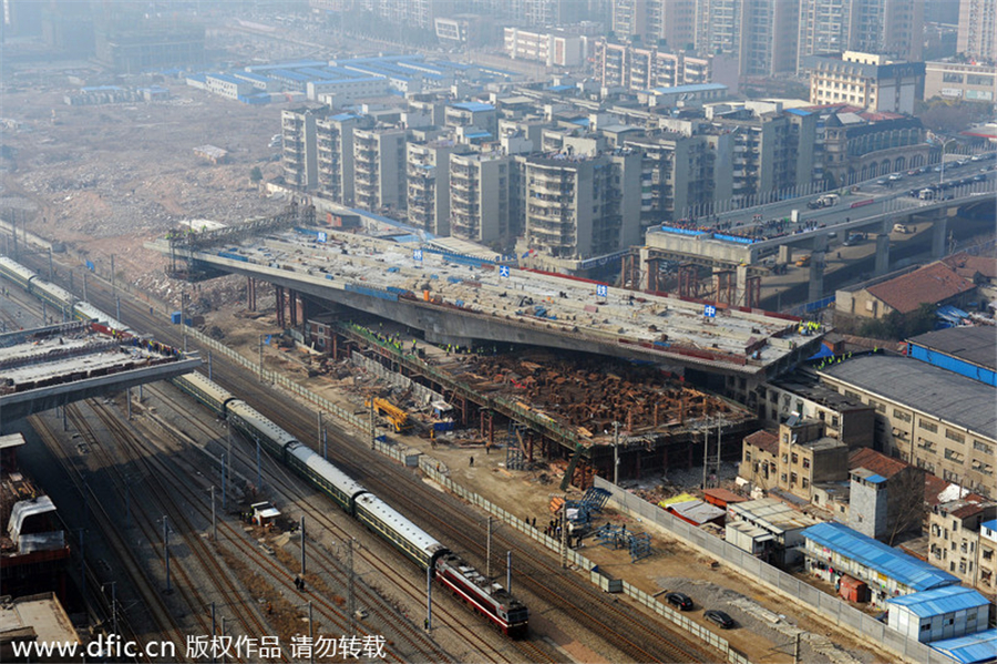 Wuhan overpass swings into place