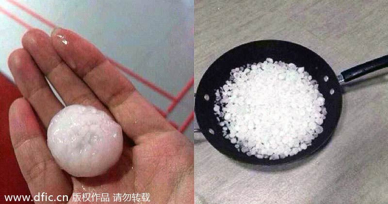 Hailstorm batters Taizhou city